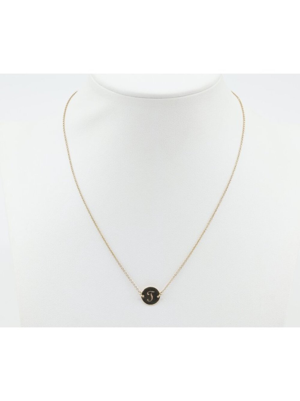 10K Yellow Gold Initial Letter "J" Charm Pendant Cable Link Chain Necklace 15" L